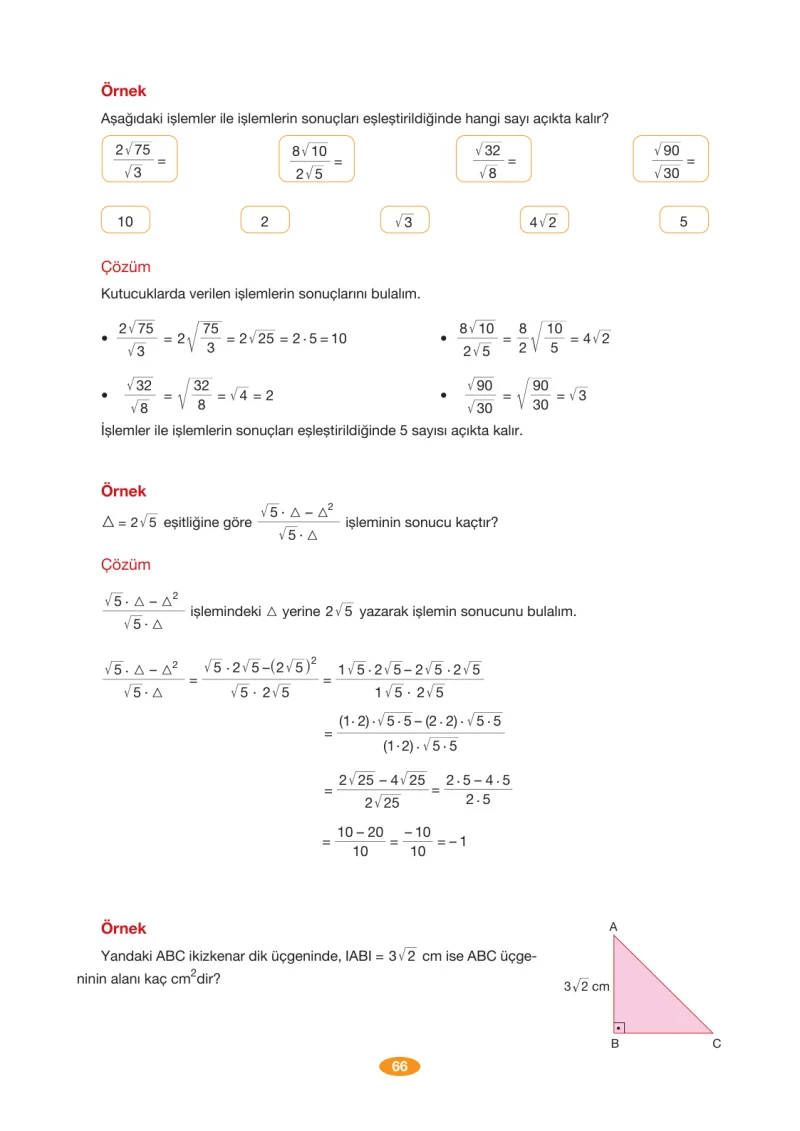 8. Sınıf Matematik Ders Kitabı Cevapları Berkay Yayınları Sayfa 66