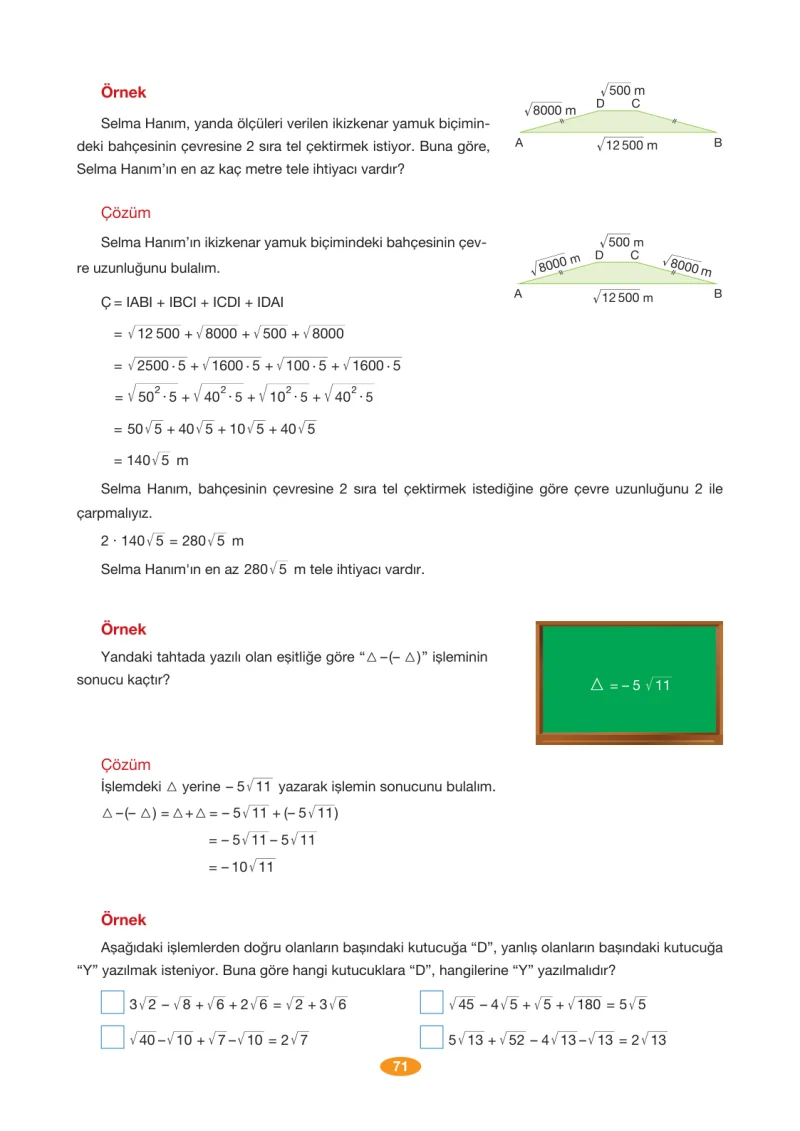 8. Sınıf Matematik Ders Kitabı Cevapları Berkay Yayınları Sayfa 71