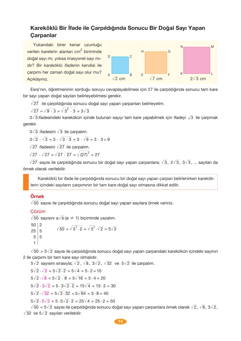 8. Sınıf Matematik Ders Kitabı Cevapları Berkay Yayınları Sayfa 74