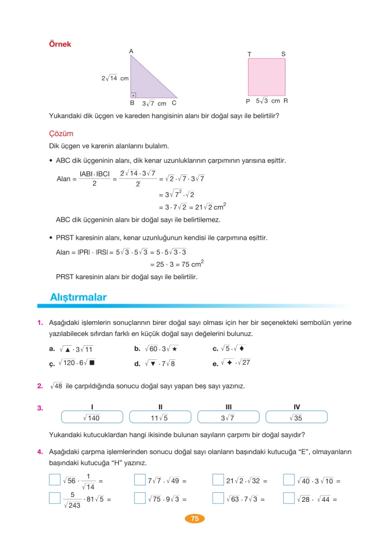 8. Sınıf Matematik Ders Kitabı Cevapları Berkay Yayınları Sayfa 75