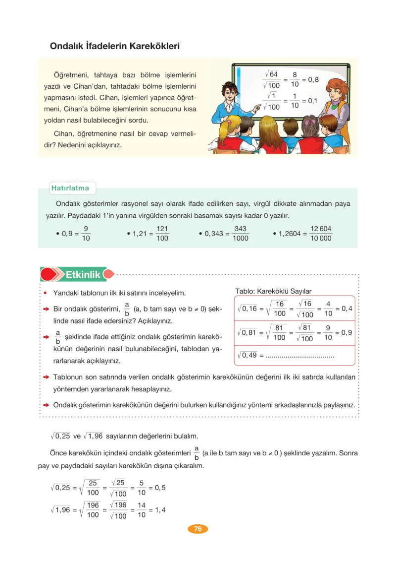 8. Sınıf Matematik Ders Kitabı Cevapları Berkay Yayınları Sayfa 76