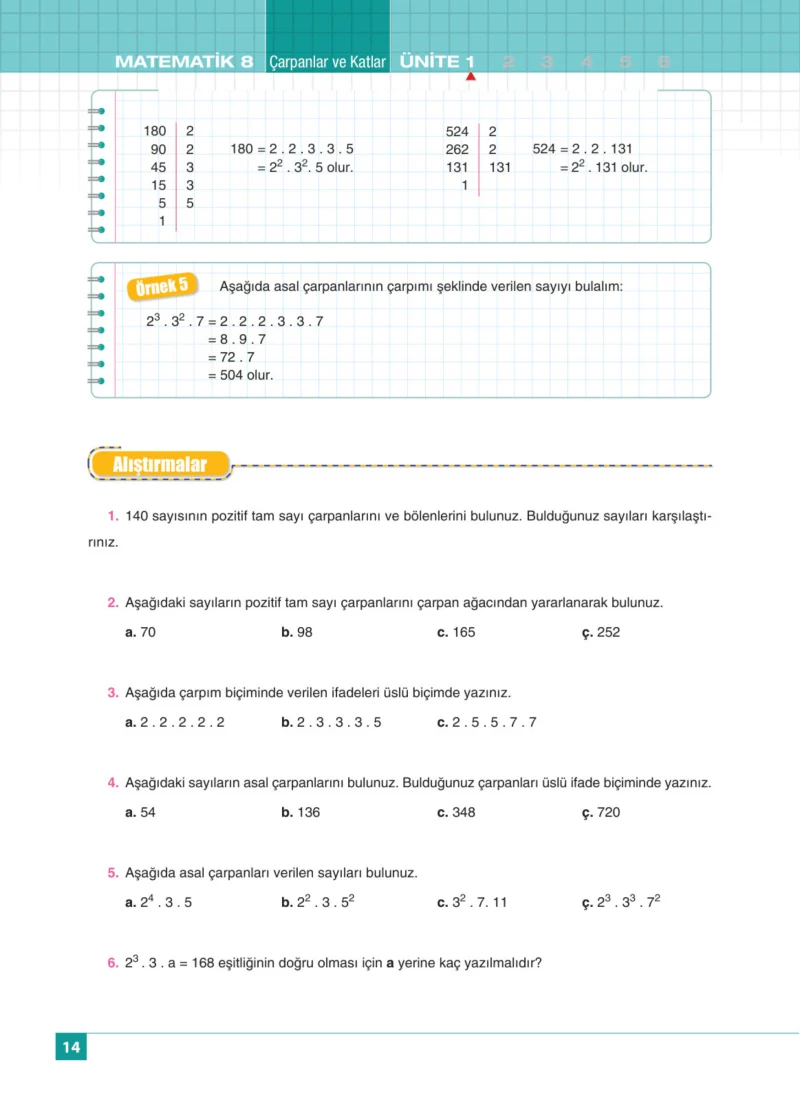 8. Sınıf Matematik Ders Kitabı Cevapları Koza Yayınları Sayfa 14