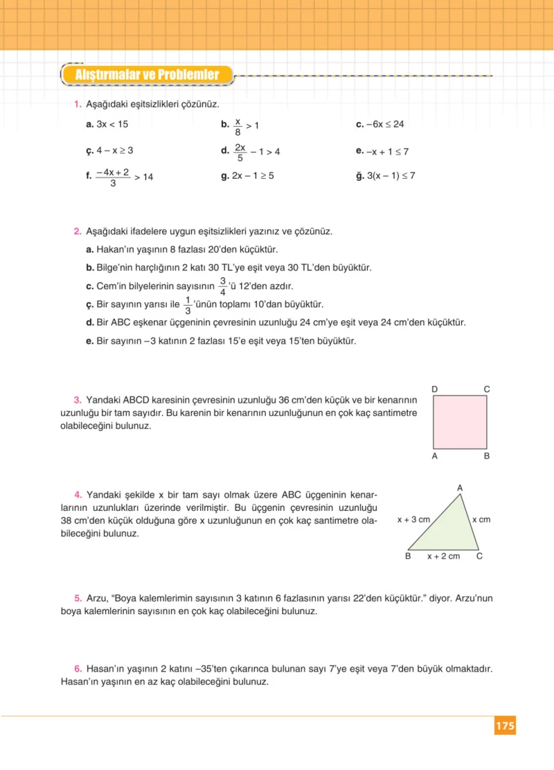 8. Sınıf Matematik Ders Kitabı Cevapları Koza Yayınları Sayfa 175