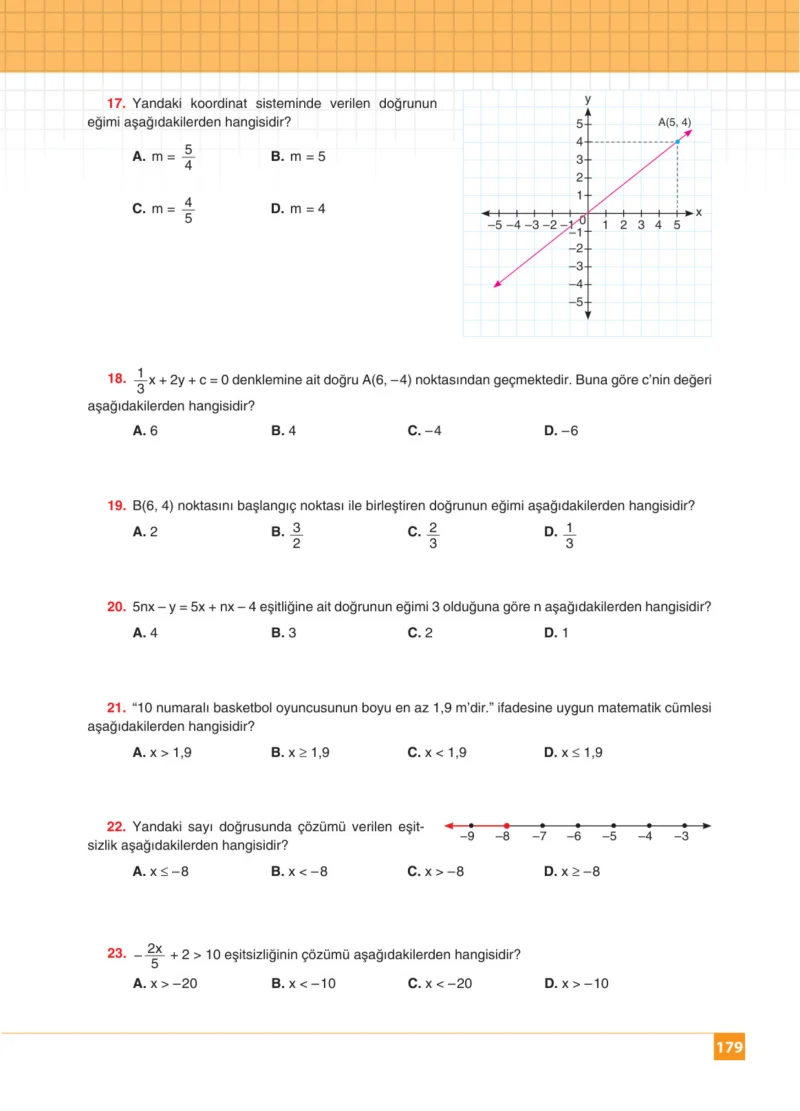 8. Sınıf Matematik Ders Kitabı Cevapları Koza Yayınları Sayfa 179