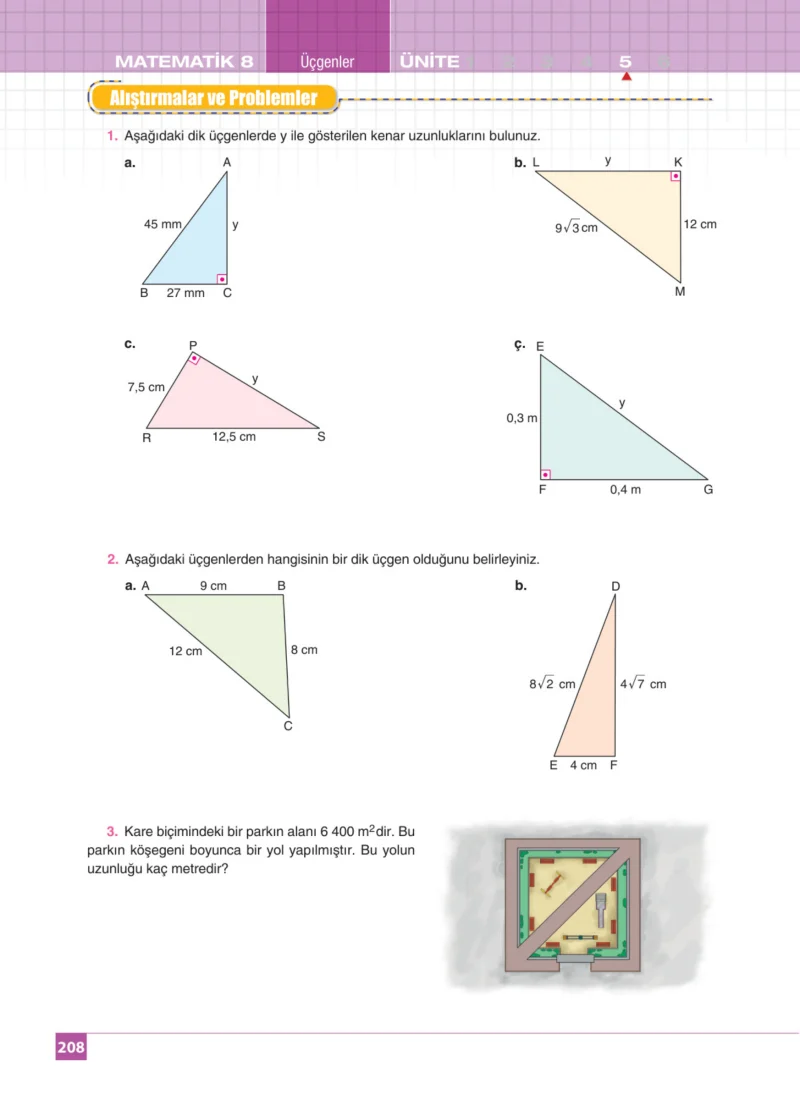 8. Sınıf Matematik Ders Kitabı Cevapları Koza Yayınları Sayfa 208