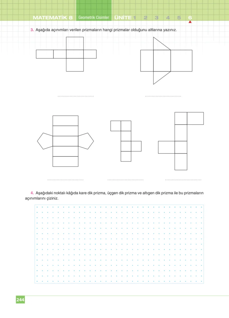 8. Sınıf Matematik Ders Kitabı Cevapları Koza Yayınları Sayfa 244