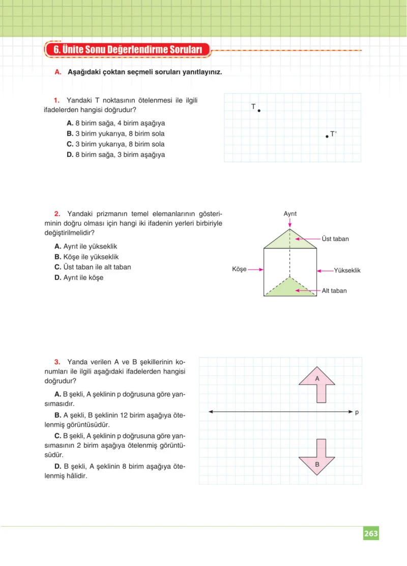 8. Sınıf Matematik Ders Kitabı Cevapları Koza Yayınları Sayfa 263