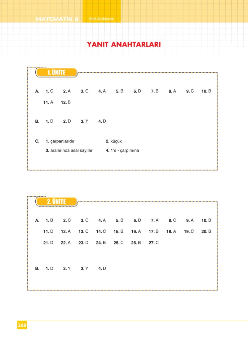 8. Sınıf Matematik Ders Kitabı Cevapları Koza Yayınları Sayfa 268