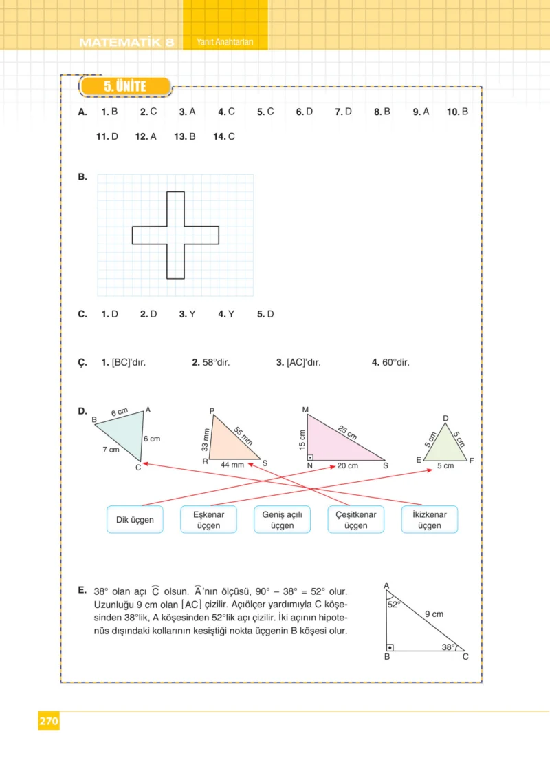 8. Sınıf Matematik Ders Kitabı Cevapları Koza Yayınları Sayfa 270