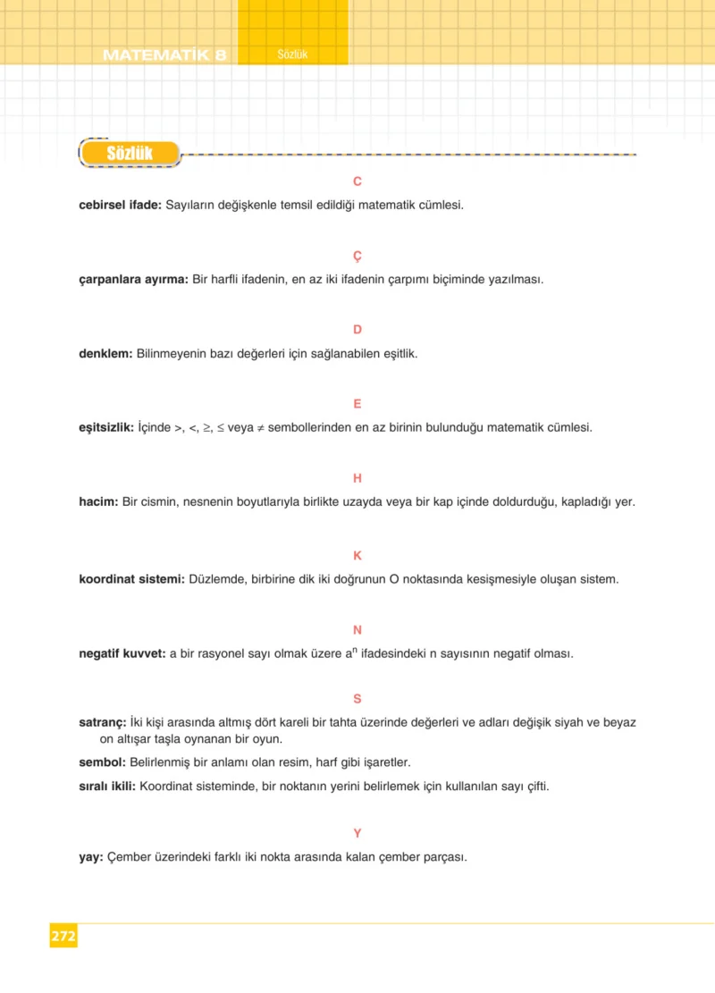 8. Sınıf Matematik Ders Kitabı Cevapları Koza Yayınları Sayfa 272