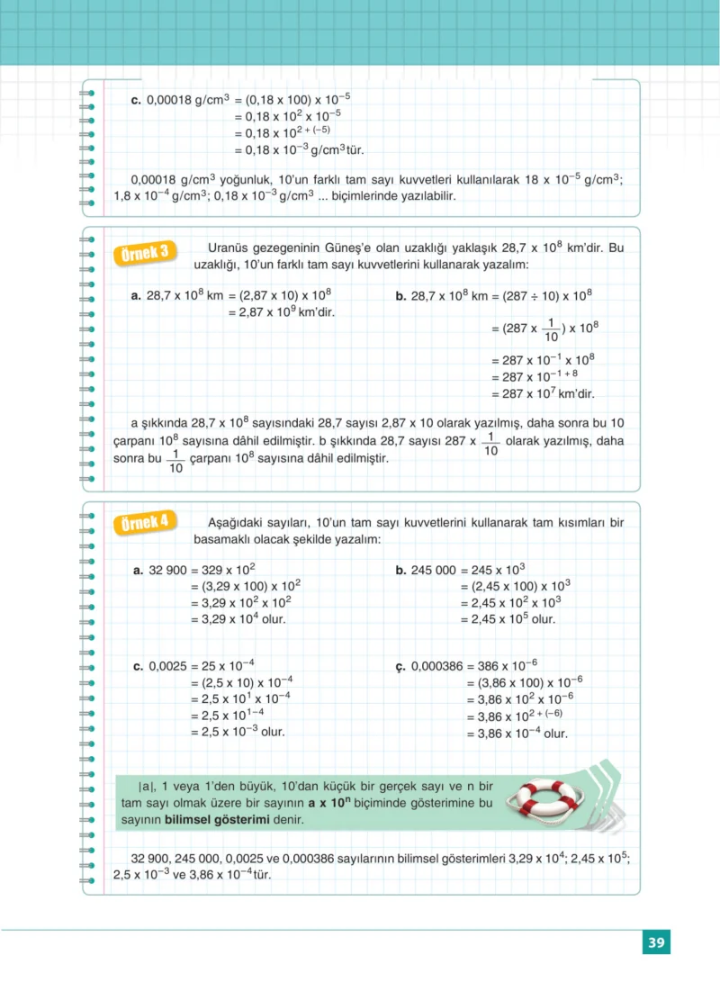 8. Sınıf Matematik Ders Kitabı Cevapları Koza Yayınları Sayfa 39