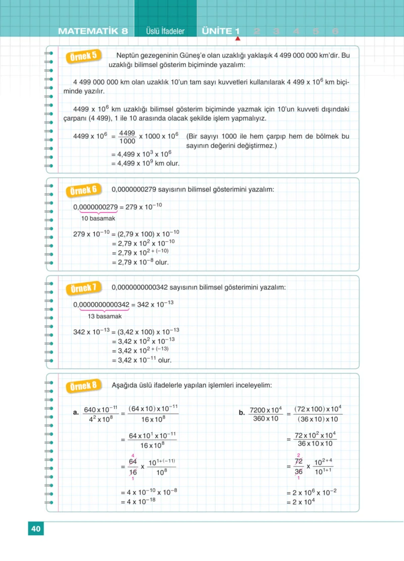8. Sınıf Matematik Ders Kitabı Cevapları Koza Yayınları Sayfa 40