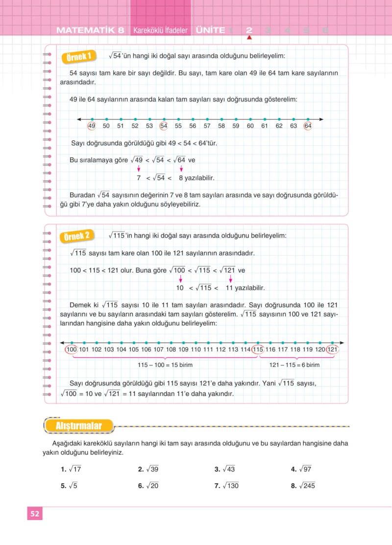 8. Sınıf Matematik Ders Kitabı Cevapları Koza Yayınları Sayfa 52