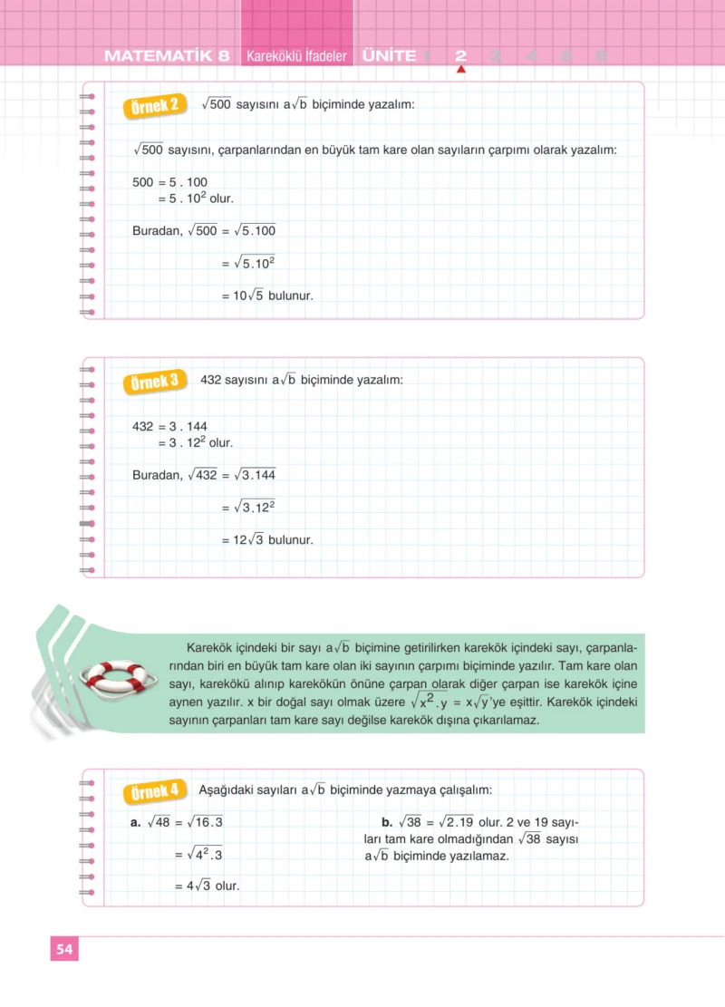 8. Sınıf Matematik Ders Kitabı Cevapları Koza Yayınları Sayfa 54