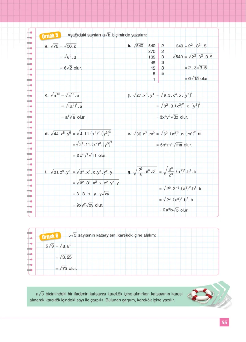8. Sınıf Matematik Ders Kitabı Cevapları Koza Yayınları Sayfa 55