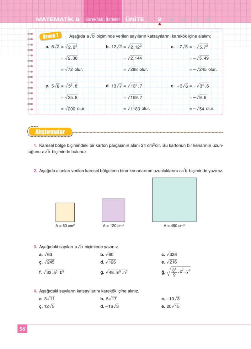 8. Sınıf Matematik Ders Kitabı Cevapları Koza Yayınları Sayfa 56
