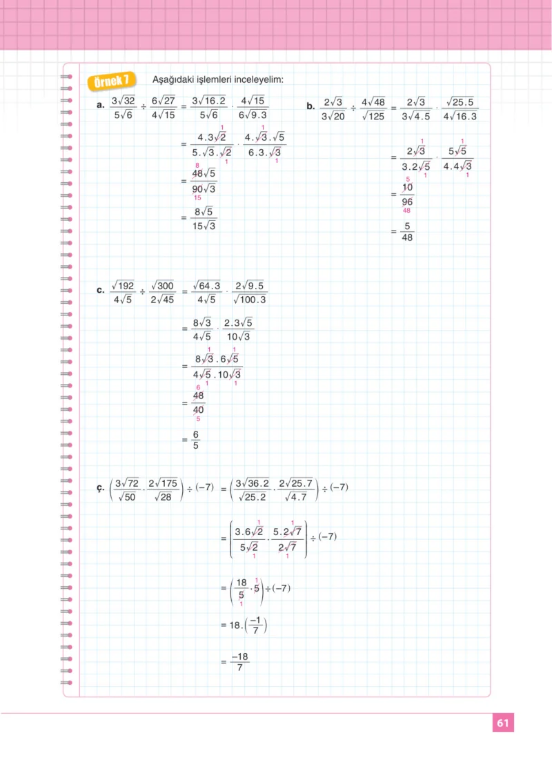 8. Sınıf Matematik Ders Kitabı Cevapları Koza Yayınları Sayfa 61