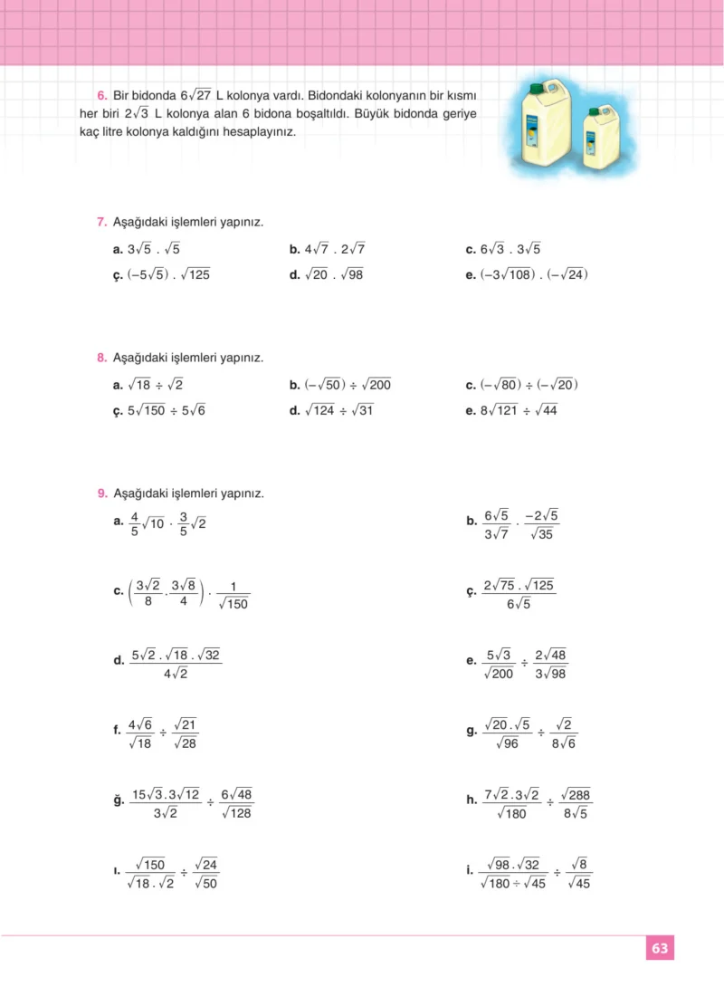 8. Sınıf Matematik Ders Kitabı Cevapları Koza Yayınları Sayfa 63