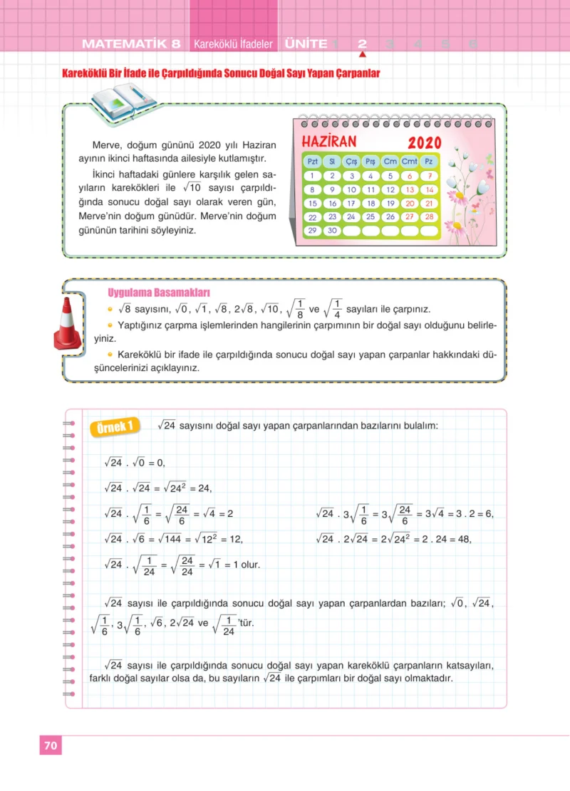 8. Sınıf Matematik Ders Kitabı Cevapları Koza Yayınları Sayfa 70