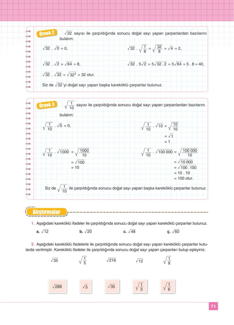 8. Sınıf Matematik Ders Kitabı Cevapları Koza Yayınları Sayfa 71