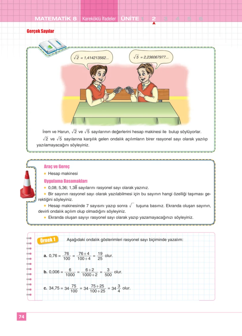 8. Sınıf Matematik Ders Kitabı Cevapları Koza Yayınları Sayfa 74