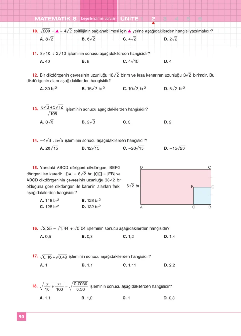 8. Sınıf Matematik Ders Kitabı Cevapları Koza Yayınları Sayfa 90