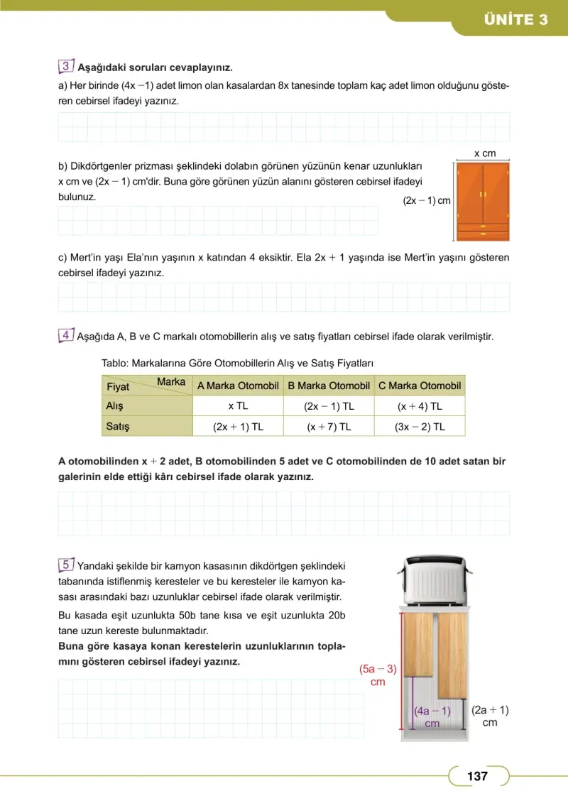8. Sınıf Matematik Ders Kitabı Cevapları Meb Yayınları Sayfa 137