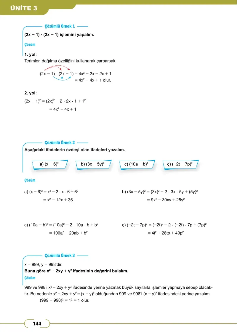 8. Sınıf Matematik Ders Kitabı Cevapları Meb Yayınları Sayfa 144