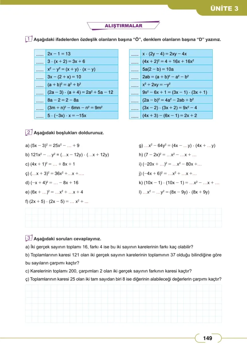 8. Sınıf Matematik Ders Kitabı Cevapları Meb Yayınları Sayfa 149