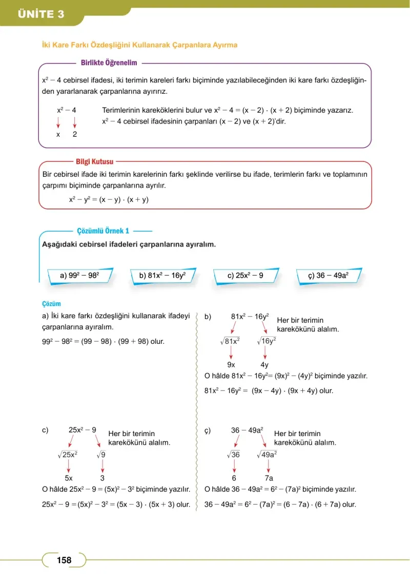 8. Sınıf Matematik Ders Kitabı Cevapları Meb Yayınları Sayfa 158