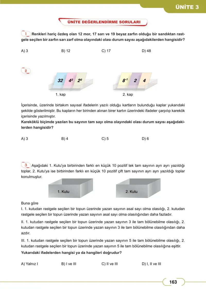 8. Sınıf Matematik Ders Kitabı Cevapları Meb Yayınları Sayfa 163