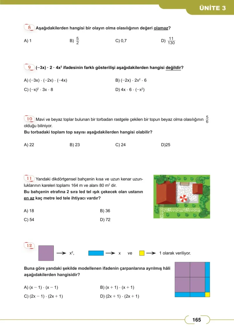 8. Sınıf Matematik Ders Kitabı Cevapları Meb Yayınları Sayfa 165