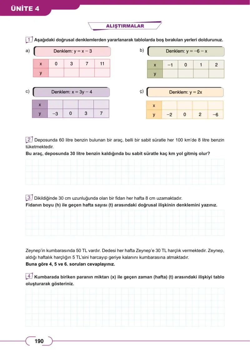 8. Sınıf Matematik Ders Kitabı Cevapları Meb Yayınları Sayfa 190