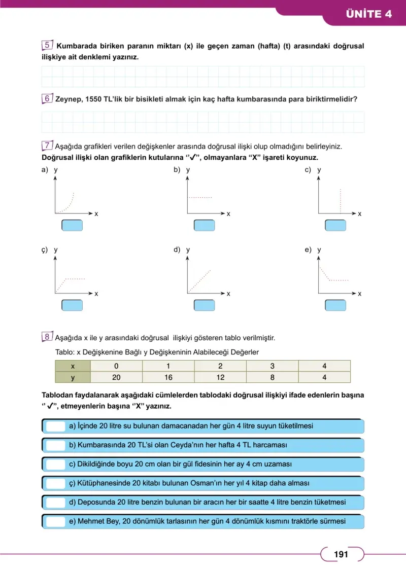 8. Sınıf Matematik Ders Kitabı Cevapları Meb Yayınları Sayfa 191
