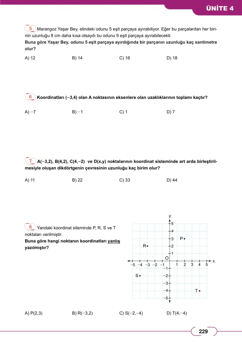 8. Sınıf Matematik Ders Kitabı Cevapları Meb Yayınları Sayfa 229