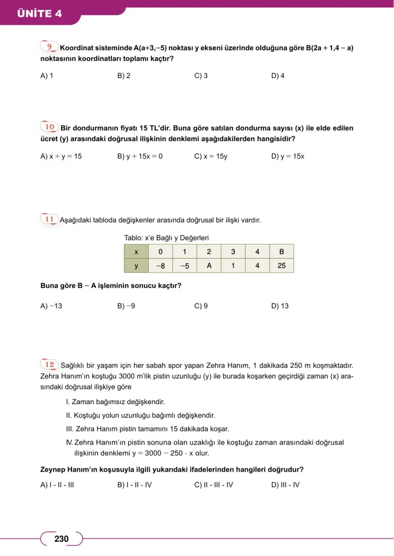 8. Sınıf Matematik Ders Kitabı Cevapları Meb Yayınları Sayfa 230
