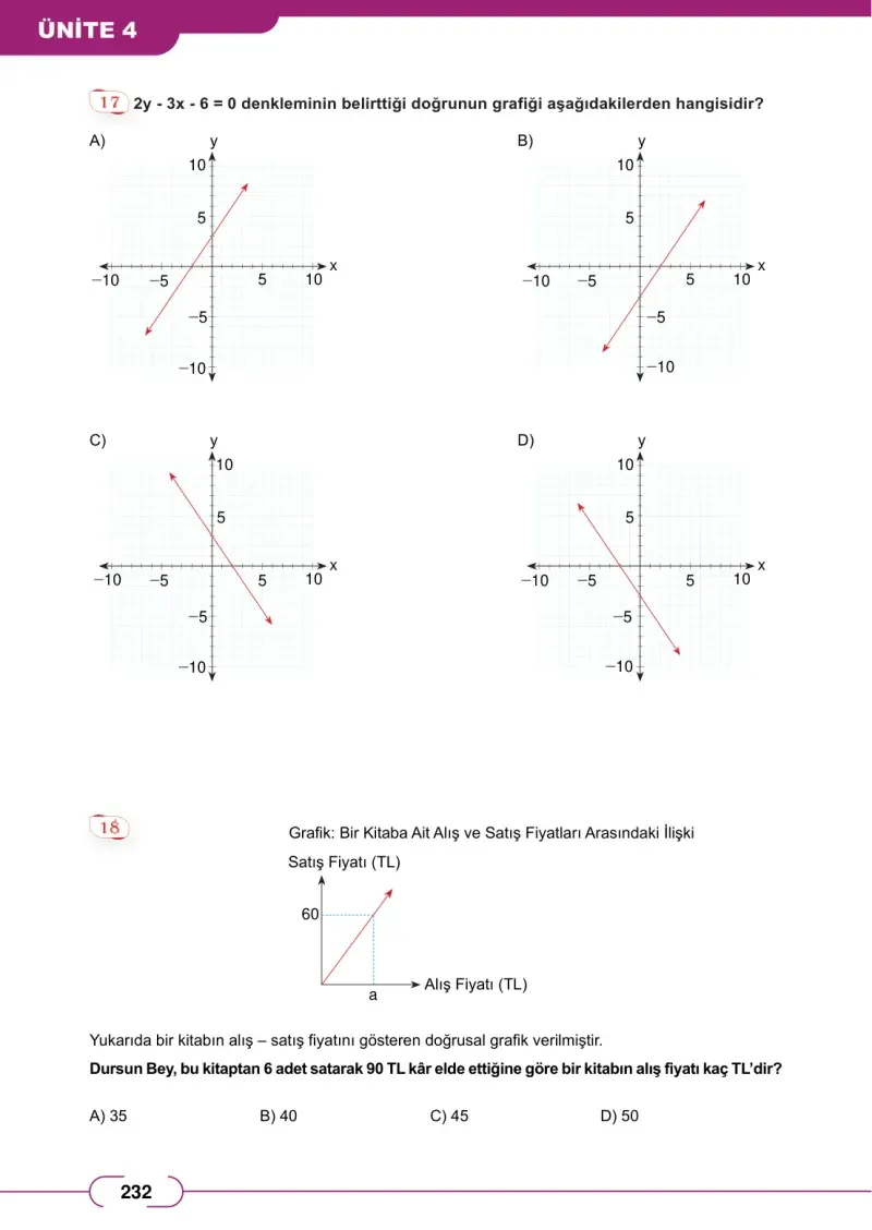 8. Sınıf Matematik Ders Kitabı Cevapları Meb Yayınları Sayfa 232
