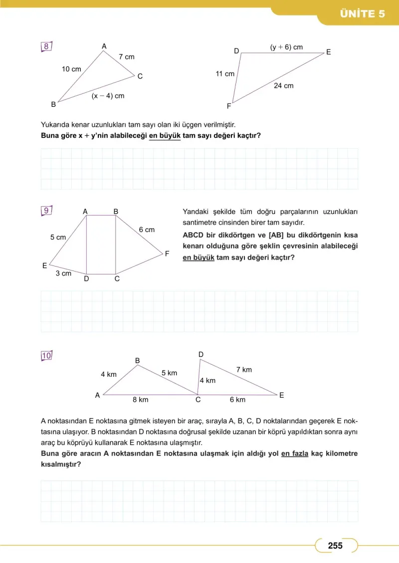 8. Sınıf Matematik Ders Kitabı Cevapları Meb Yayınları Sayfa 255