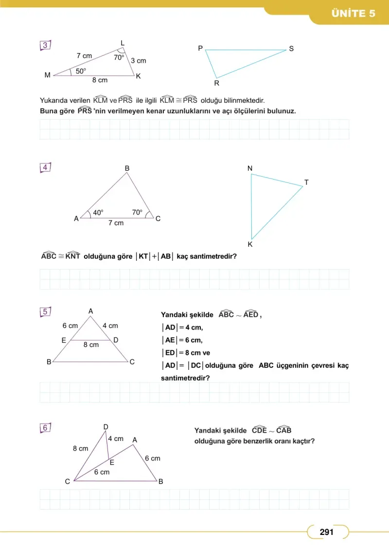 8. Sınıf Matematik Ders Kitabı Cevapları Meb Yayınları Sayfa 291