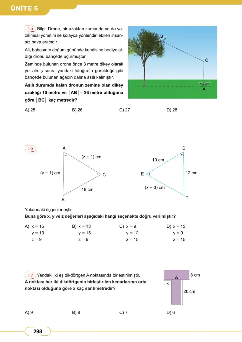 8. Sınıf Matematik Ders Kitabı Cevapları Meb Yayınları Sayfa 298