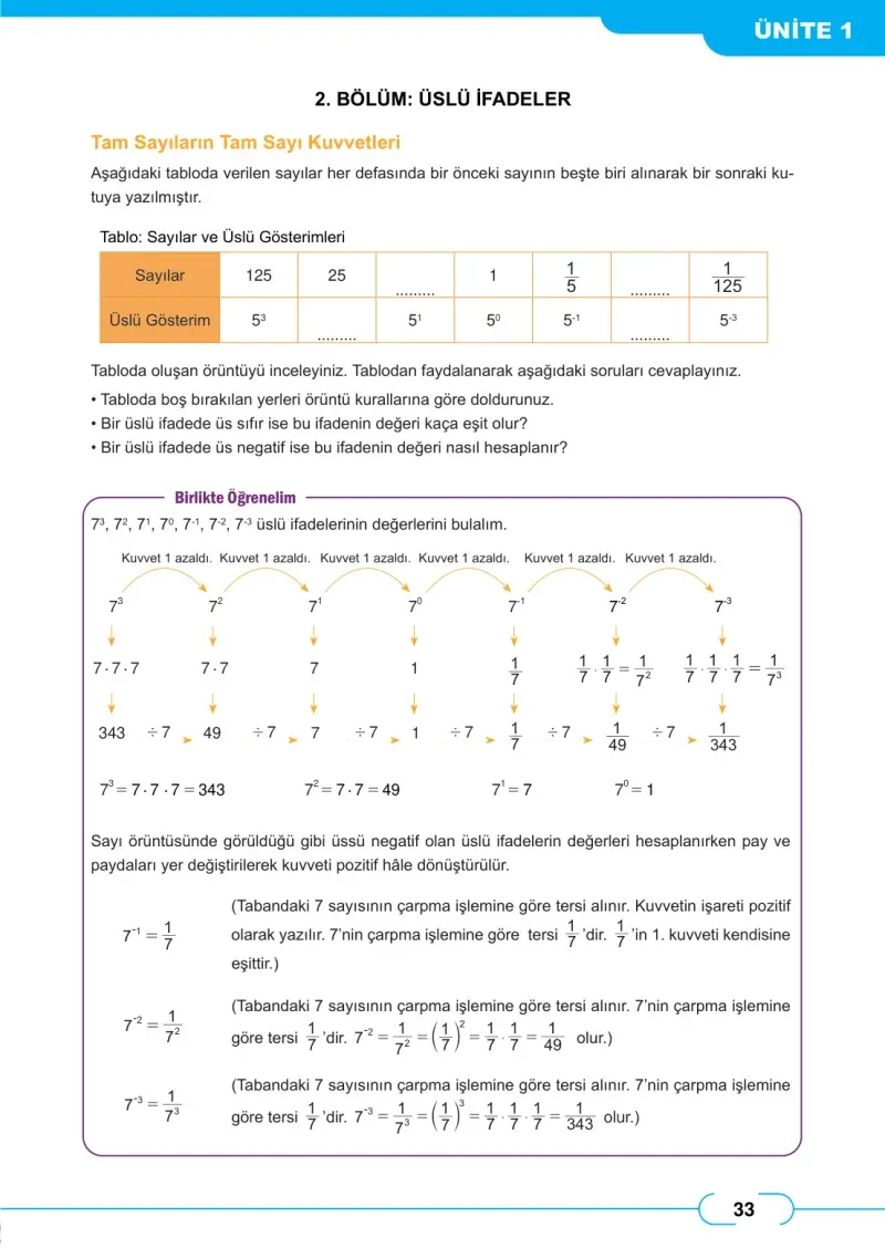 8. Sınıf Matematik Ders Kitabı Cevapları Meb Yayınları Sayfa 33