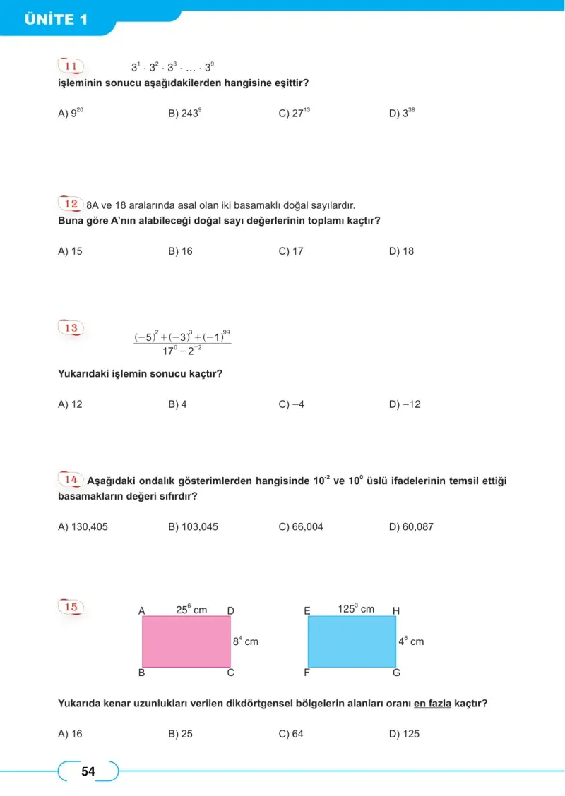8. Sınıf Matematik Ders Kitabı Cevapları Meb Yayınları Sayfa 54