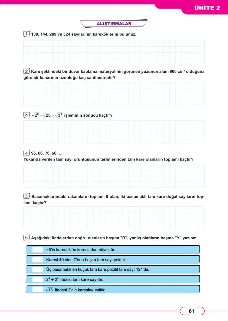 8. Sınıf Matematik Ders Kitabı Cevapları Meb Yayınları Sayfa 61