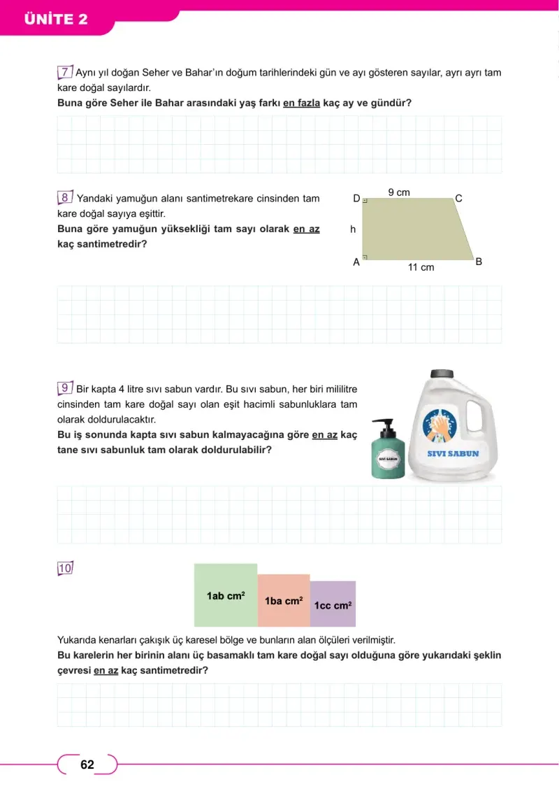 8. Sınıf Matematik Ders Kitabı Cevapları Meb Yayınları Sayfa 62
