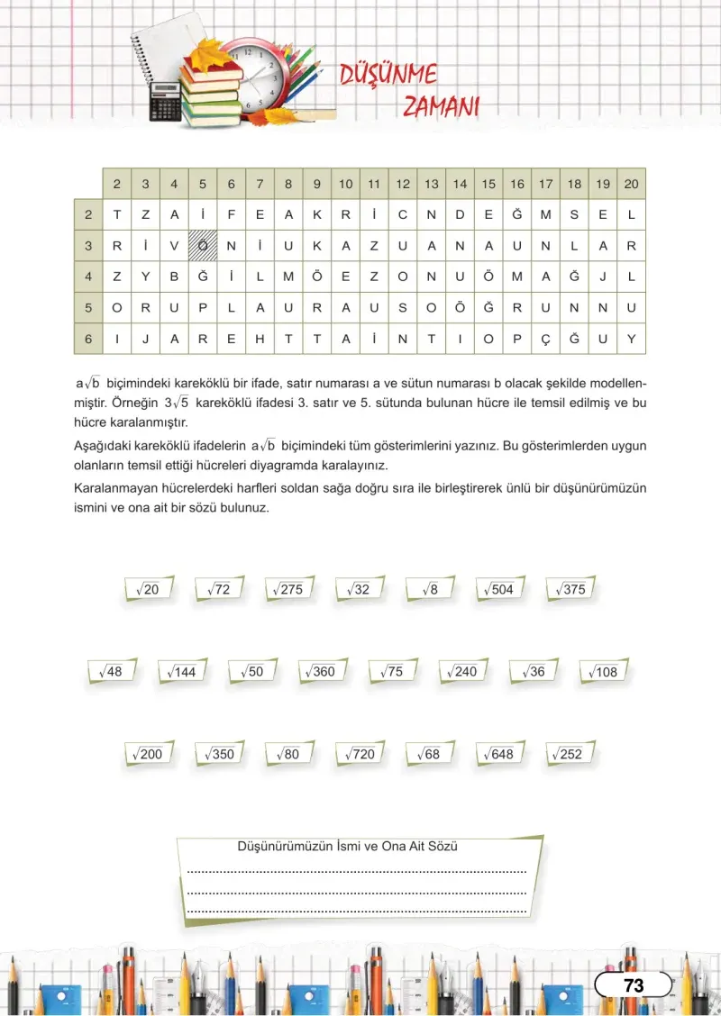 8. Sınıf Matematik Ders Kitabı Cevapları Meb Yayınları Sayfa 73