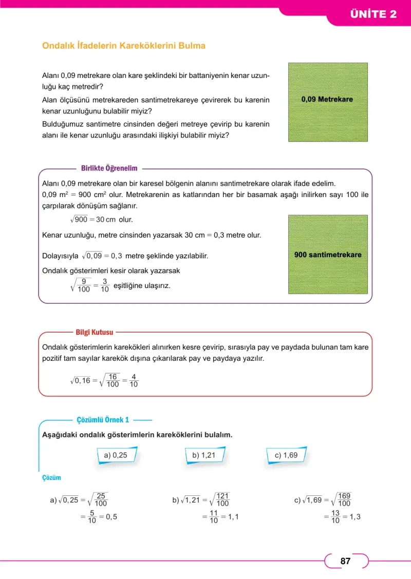 8. Sınıf Matematik Ders Kitabı Cevapları Meb Yayınları Sayfa 87