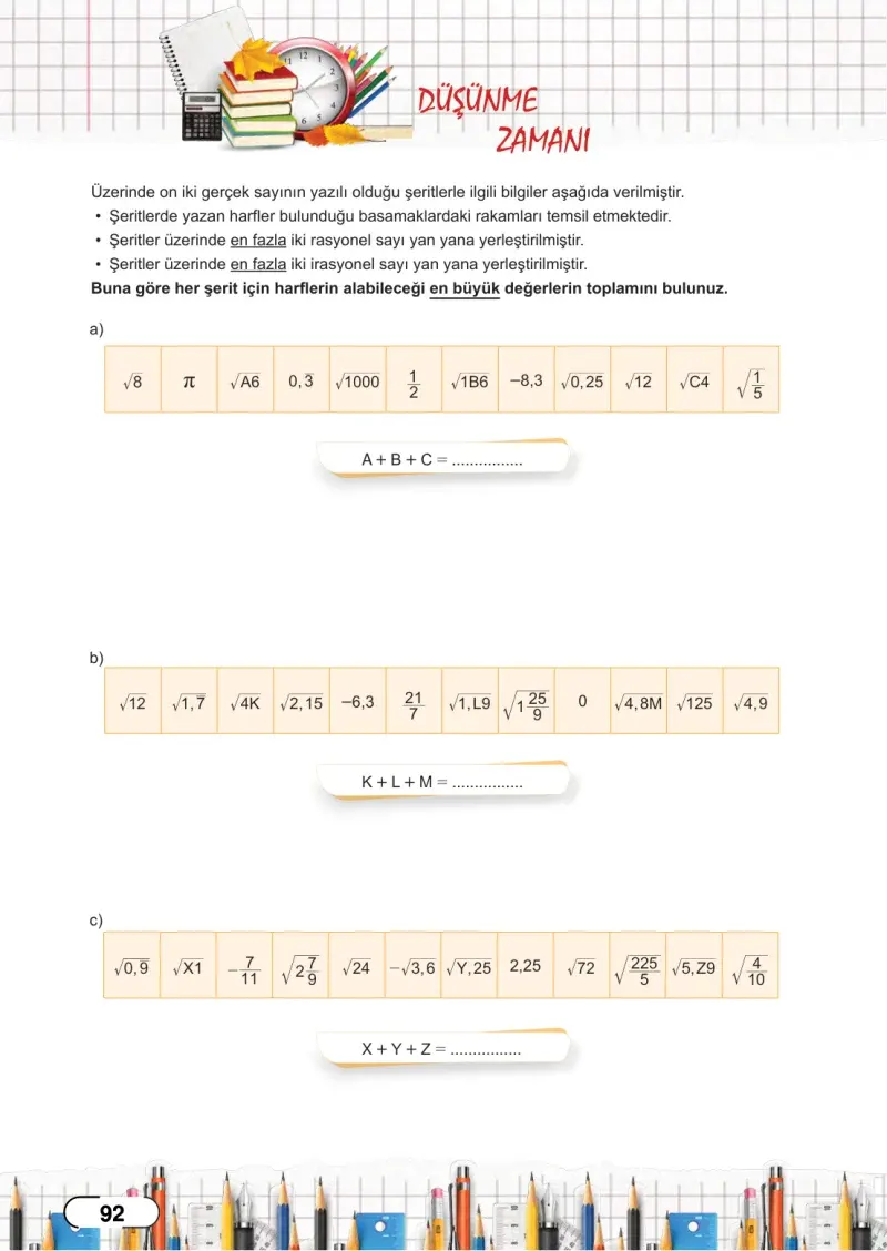 8. Sınıf Matematik Ders Kitabı Cevapları Meb Yayınları Sayfa 92