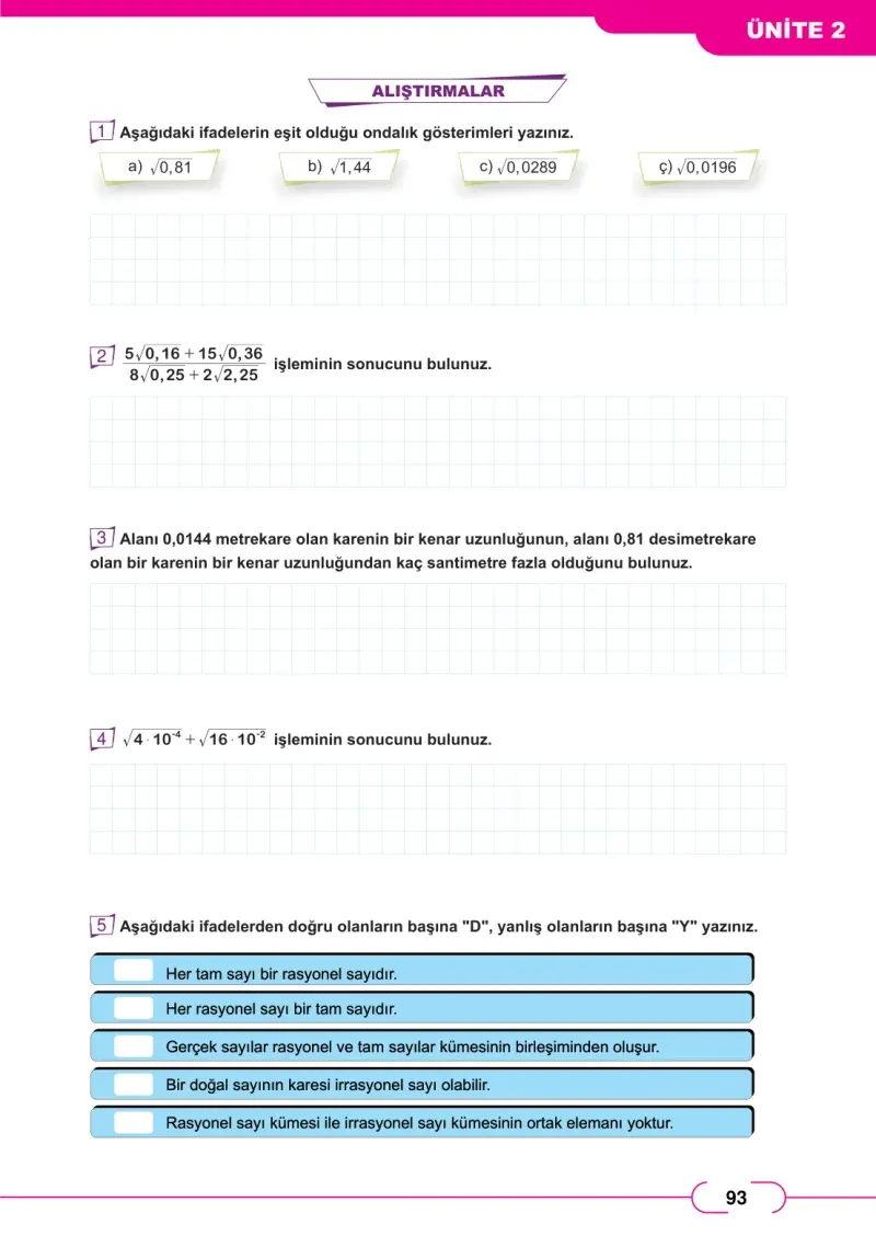 8. Sınıf Matematik Ders Kitabı Cevapları Meb Yayınları Sayfa 93