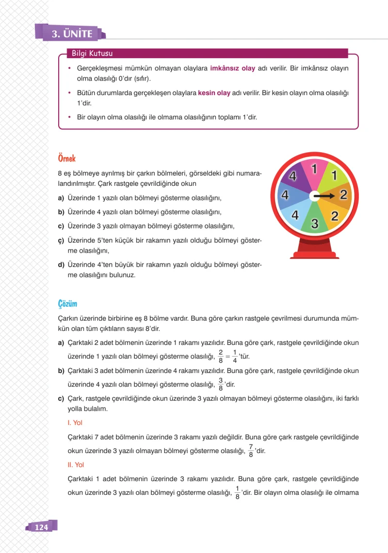 8. Sınıf Matematik Ders Kitabı Cevapları Sonuç Yayınları Sayfa 124