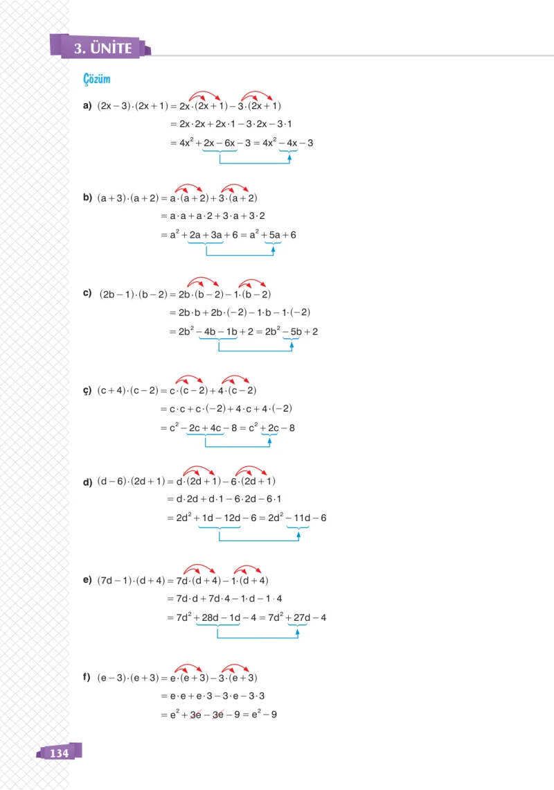 8. Sınıf Matematik Ders Kitabı Cevapları Sonuç Yayınları Sayfa 134